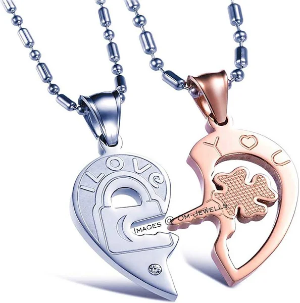 Om Jewells Dual Heart Love Pendant Necklace